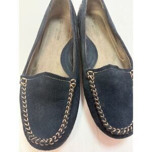Naturalizer N5 Comfort Navy Blue Suede Moccasin Loafers Slip On Flats